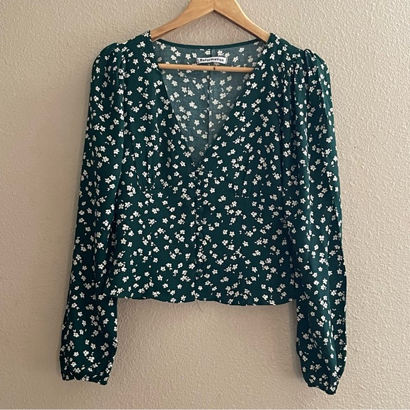 Reformation Nell Floral V-Neck Blouse Size S - Picture 2 of 14